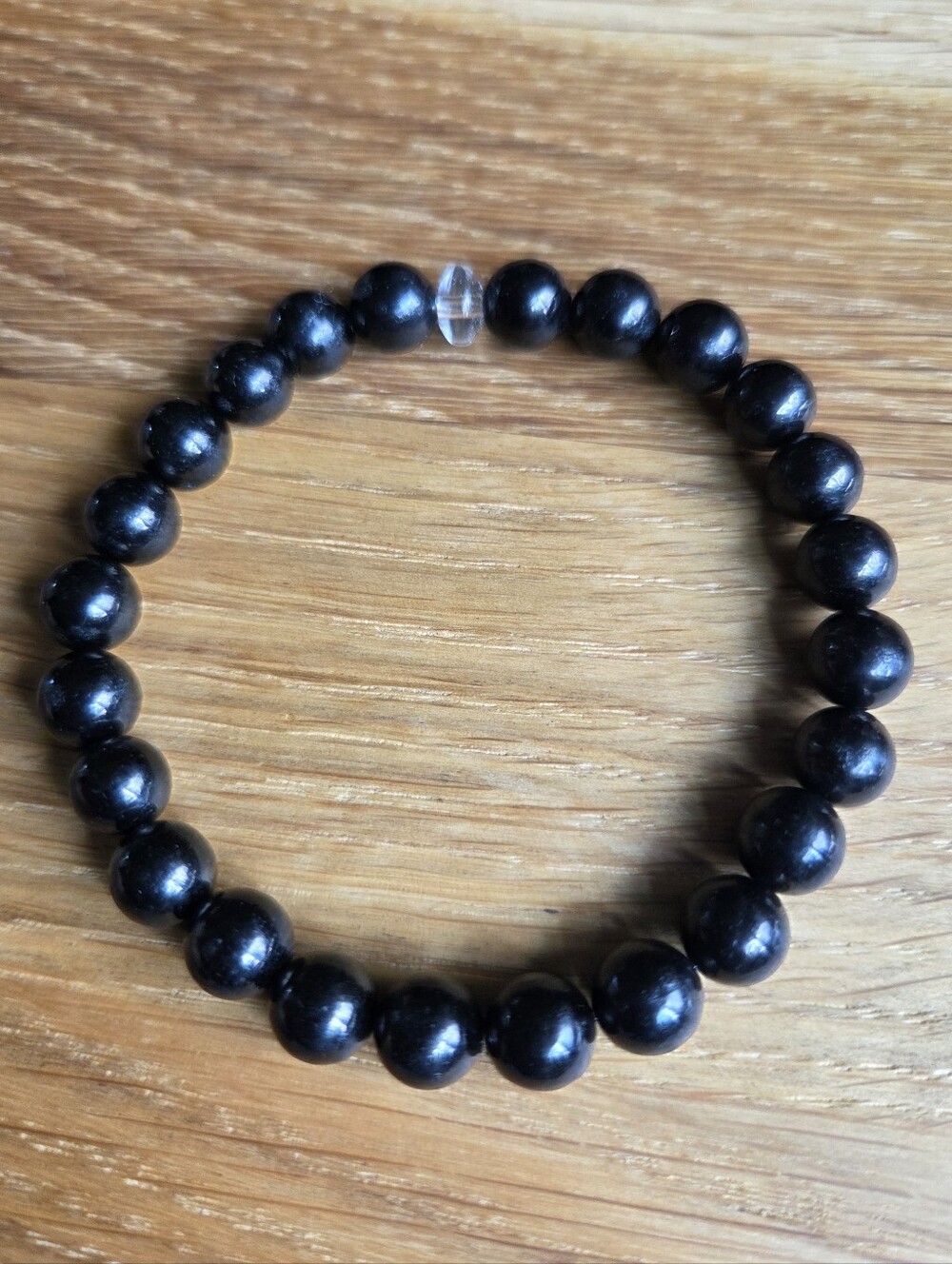 Black Jet Beads Stretch Bracelet - Hand Crafted